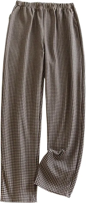 Home Leisure Pants for Women Stretchy Home Lounge Relaxing Thin Trousers Elastic Waist Lightweight Casual Pajama Pant