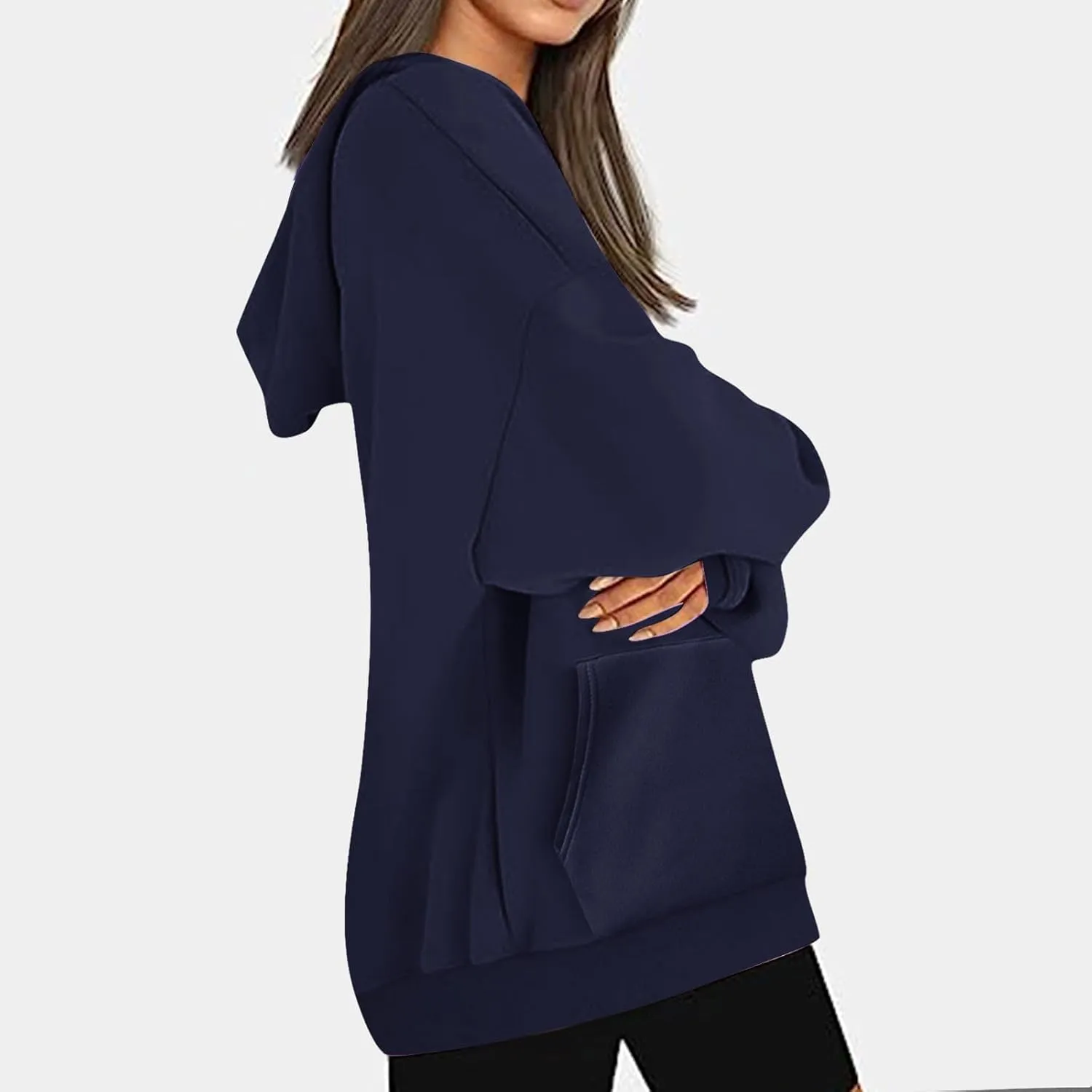 Hoodies For Women Long Sleeve Fleece Sweatshirts Clothes Drawstring Pullover Tops With Pockets Preppy Clothes 2024