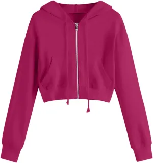 Hoodies For Women Zip Up Cropped Sweatshirts Jackets Long Sleeve Pullover Tops Y2K Outfits Teen Girls Clothes 2024