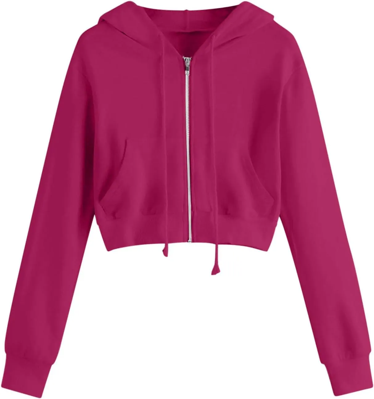 Hoodies For Women Zip Up Cropped Sweatshirts Jackets Long Sleeve Pullover Tops Y2K Outfits Teen Girls Clothes 2024