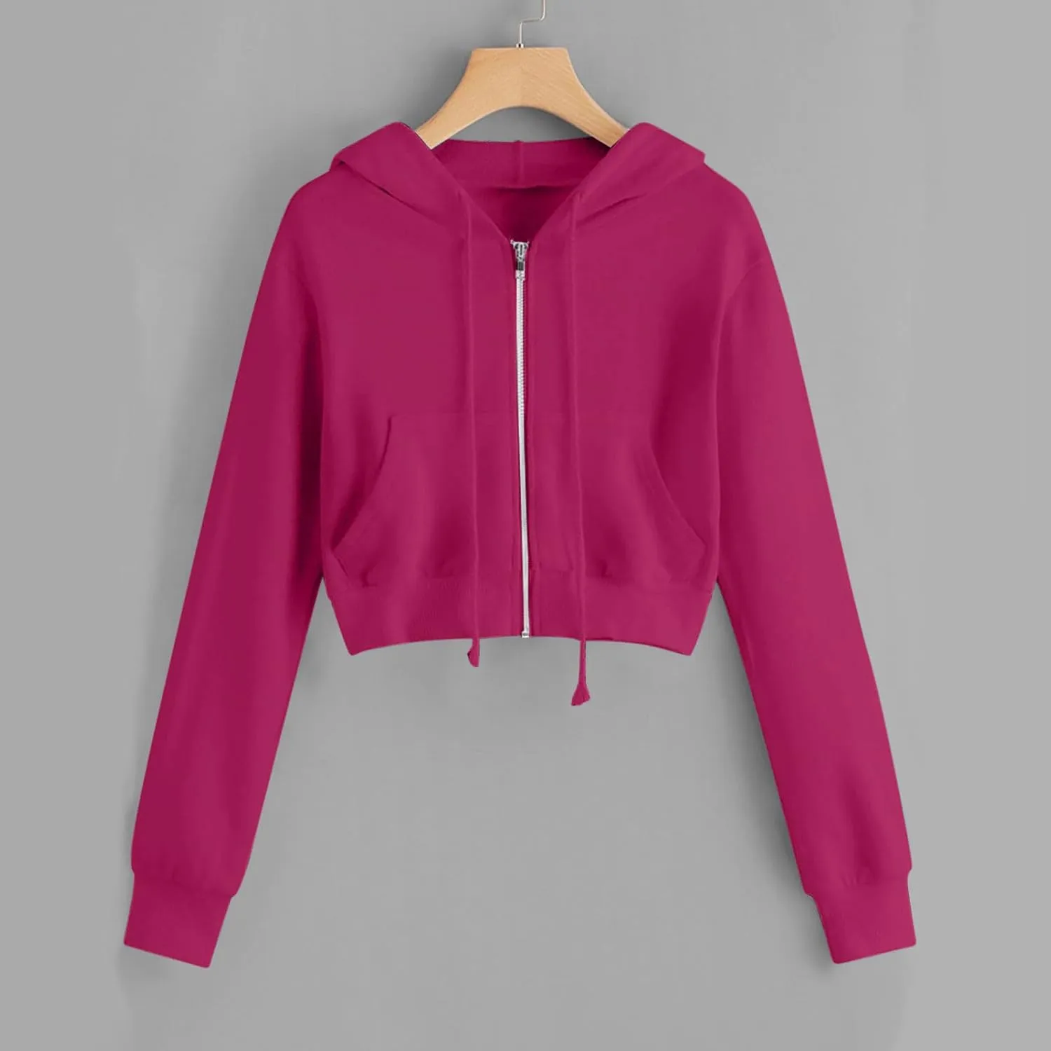 Hoodies For Women Zip Up Cropped Sweatshirts Jackets Long Sleeve Pullover Tops Y2K Outfits Teen Girls Clothes 2024