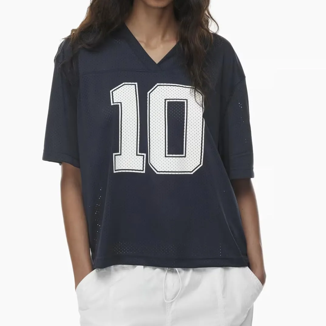 Jersey Shirts for Women Y2k Oversized Graphic Tees Number Print Short Sleeve Drop Shoulder Baggy T-Shirts
