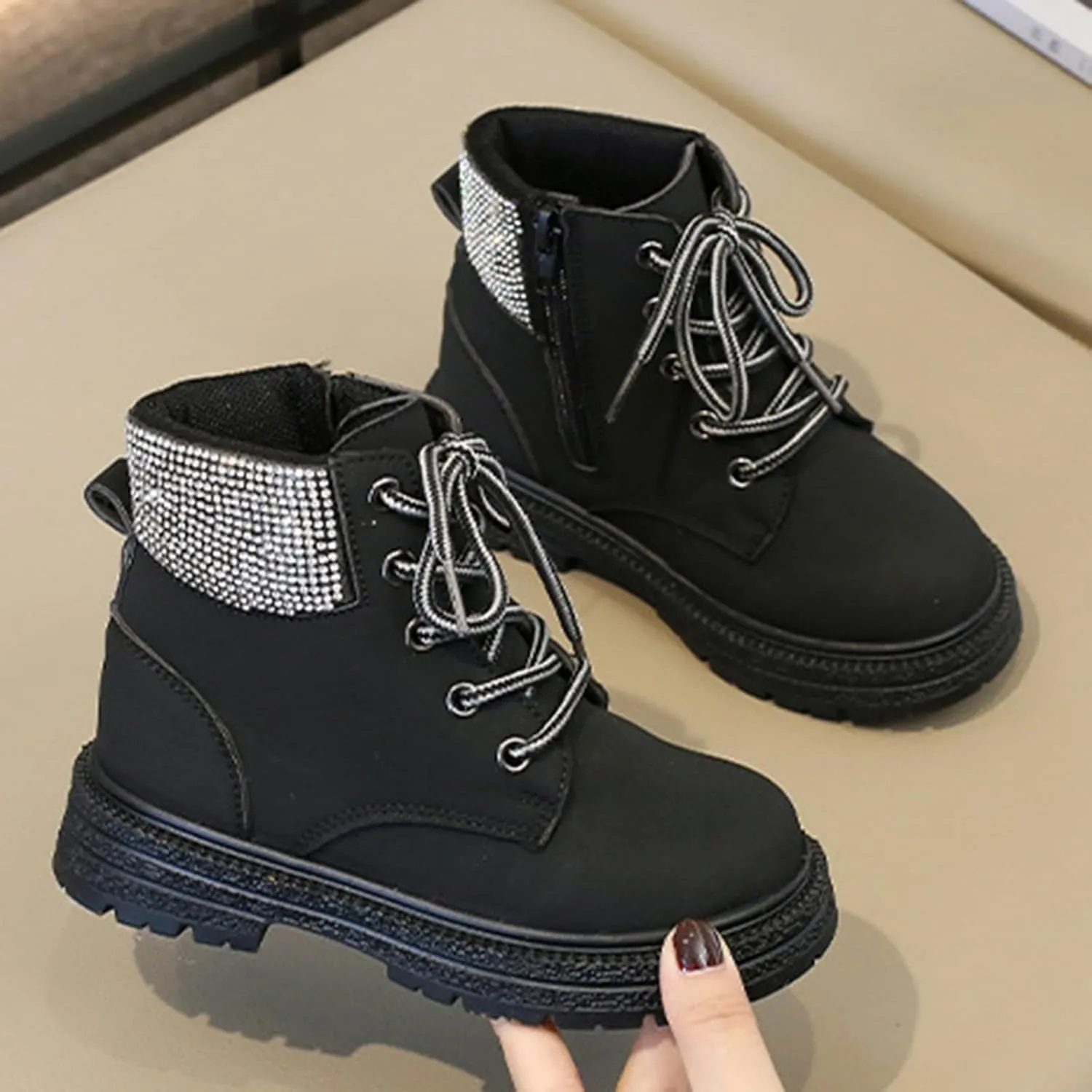 Kids Girls Ankle Bootie Chunky Low Block Heel Short Dress Booties Square Toe Cowgirl Boots Walking Riding Boots