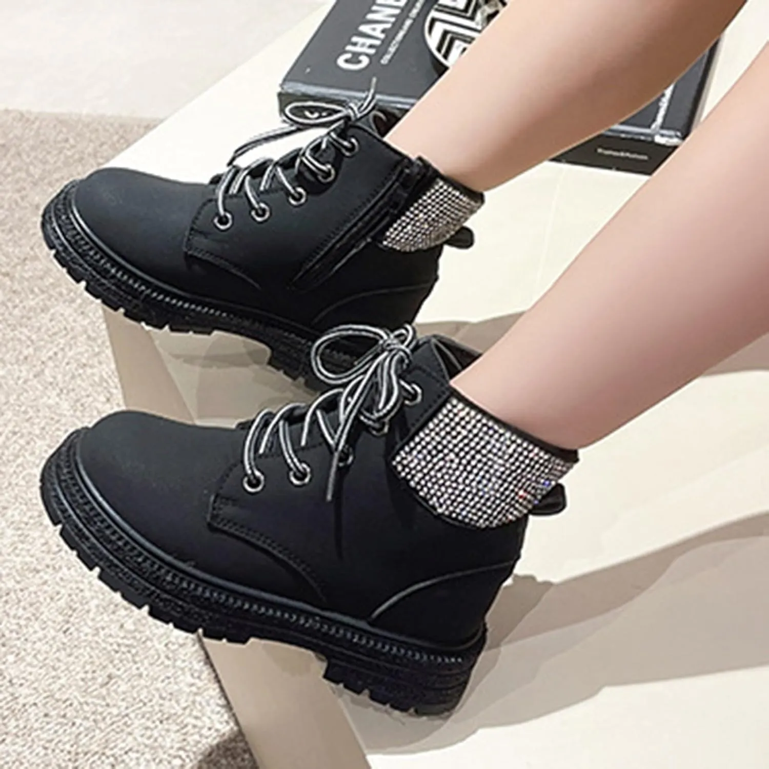 Kids Girls Ankle Bootie Chunky Low Block Heel Short Dress Booties Square Toe Cowgirl Boots Walking Riding Boots