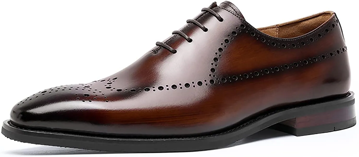 Lace Up Formal Men's Dress Shoes Oxford Modern Formal Oxford Casual Shoes Comfortable Wedding Shoes Non Slip Business Shoes,Brown,9.5US/44EU
