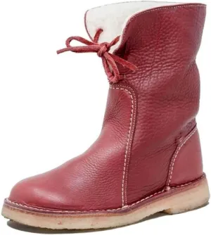 Ladmiple Snow Boots For Women Cute High Top Slip-on Warm Loafers Faux Fur-Lined Winter Ankle Booties Mid Calf Walking Shoes