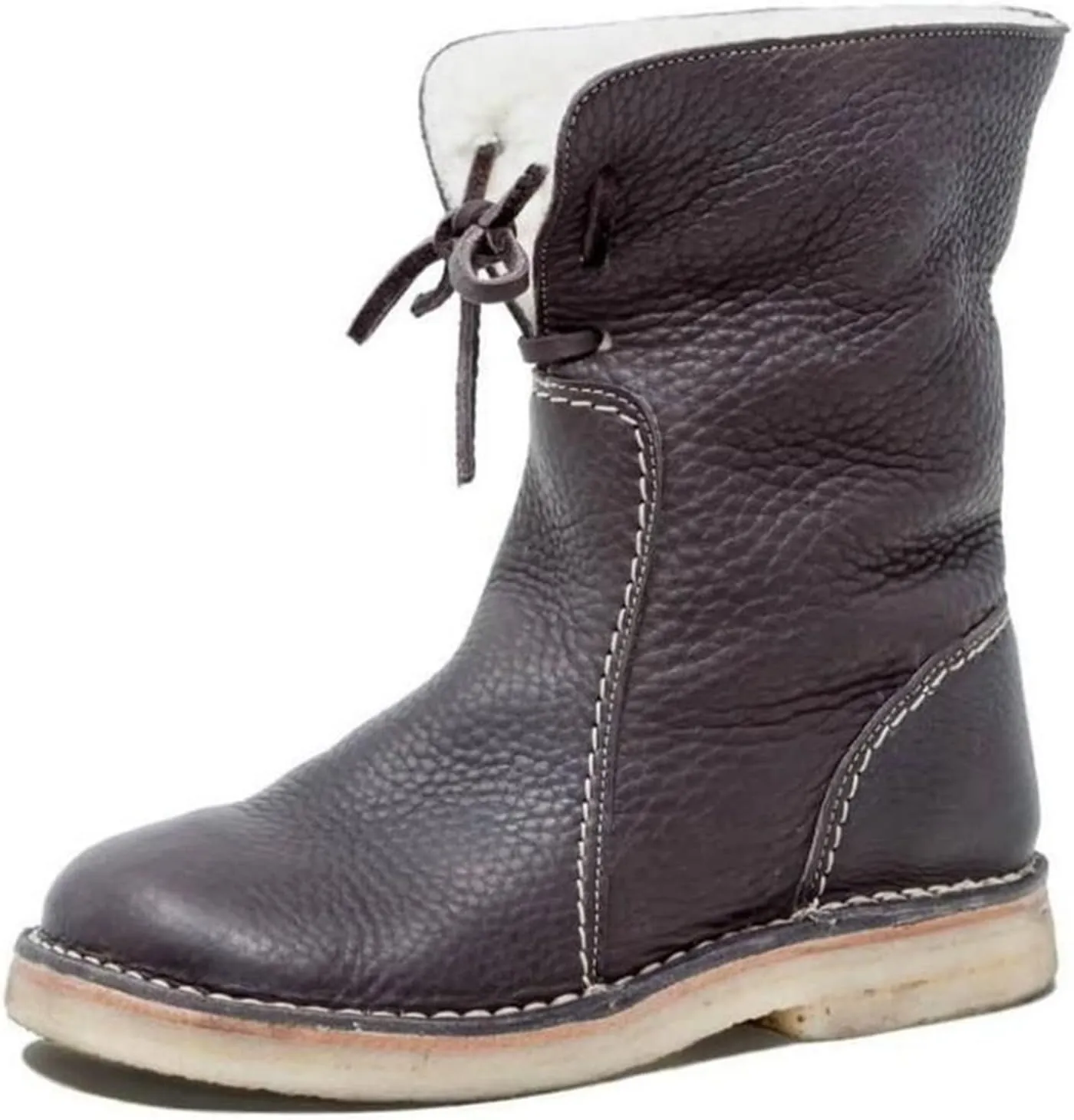 Ladmiple Snow Boots For Women Cute High Top Winter Ankle Booties Slip on Warm Comfortable Fur Lined Mid Calf Walking Shoes