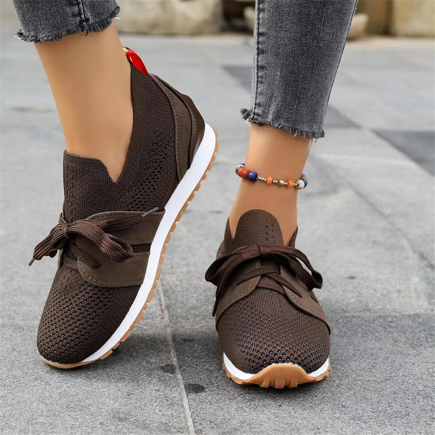Lausiuoe Slip On Sneakers Women Arch Support Walking Shoes Lightweight Casual Running Fashion Sneakers Mesh Tennis Gym Shoes