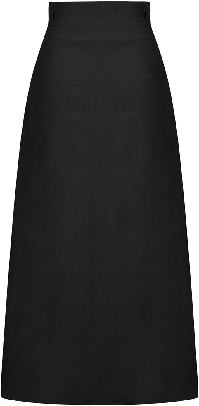 Maxi Skirts for Women Summer Casual Button Front Long Skirt with Slit Mid Waisted A Line Skirt Vacation Beach Outfits