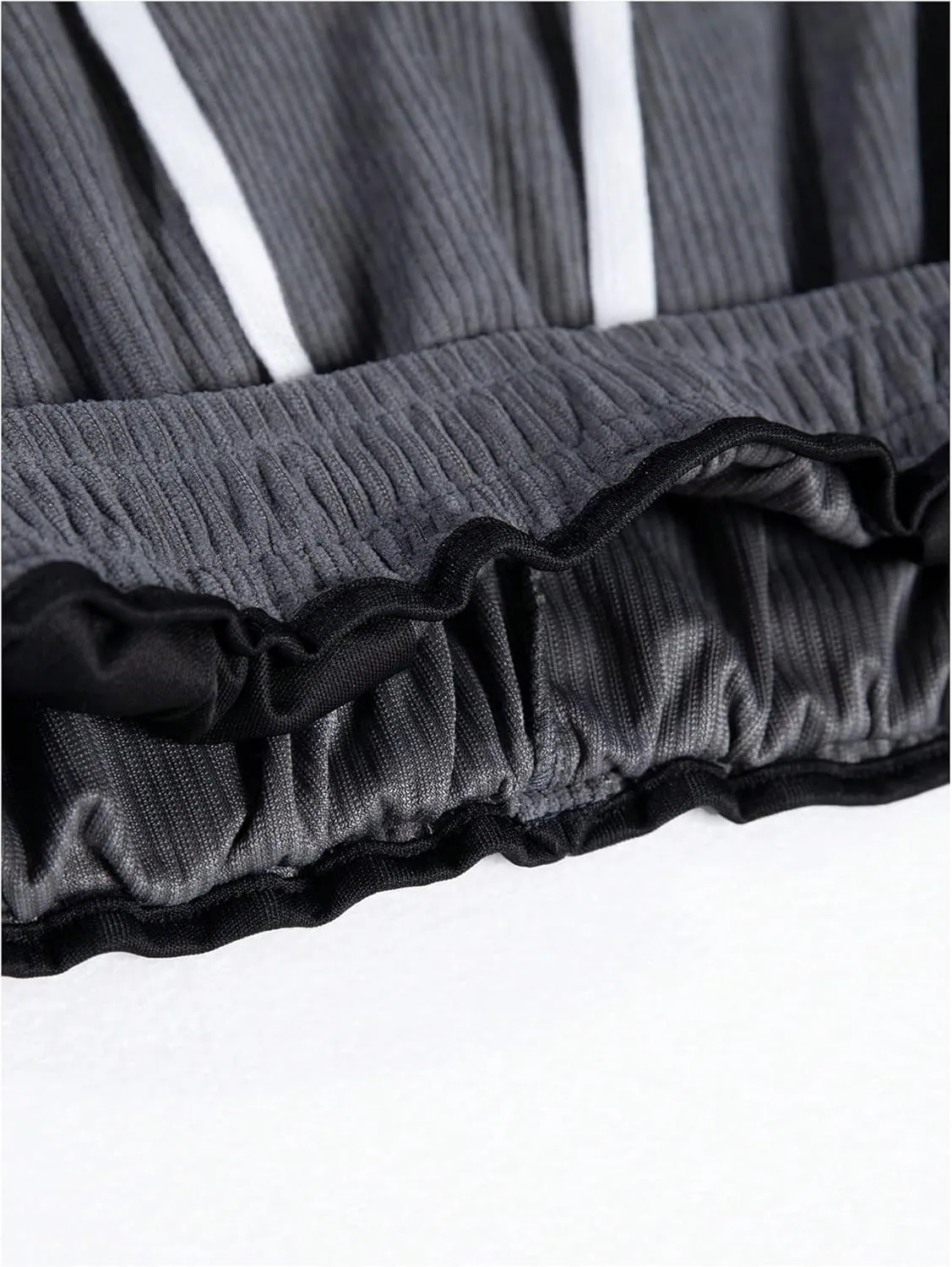 Men's Baggy Pants Tie Front Drawstring Waist Corduroy Pants Casual Loose Straight Leg Pants Trousers