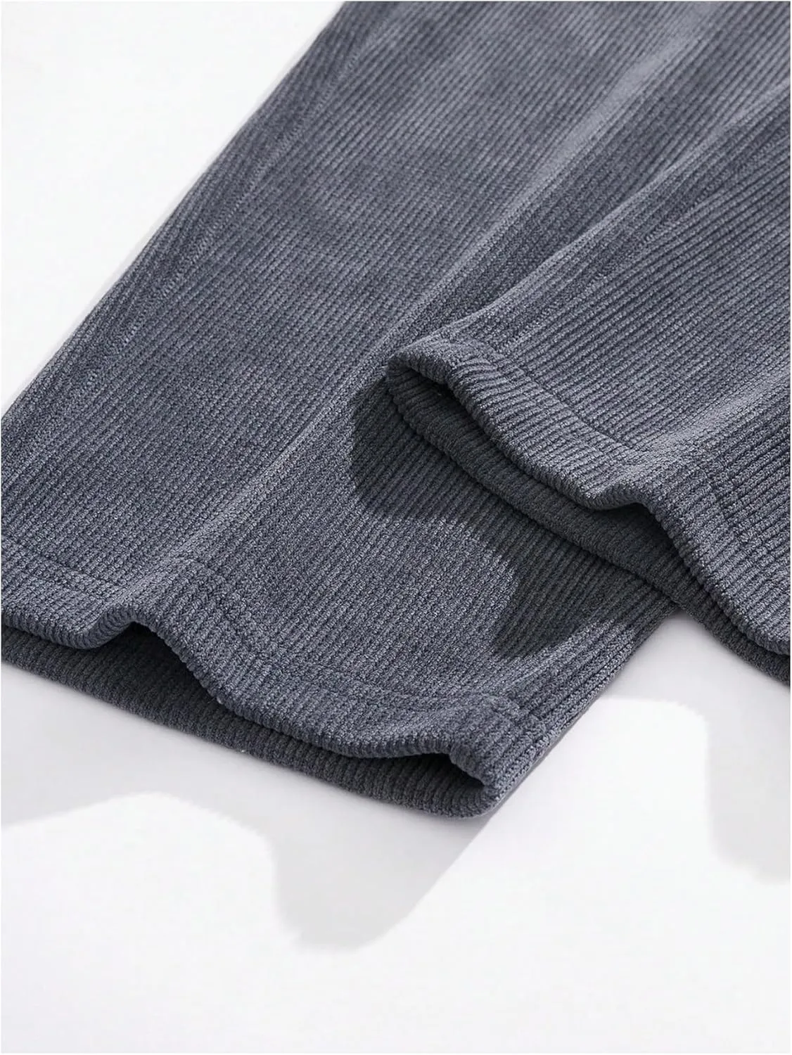 Men's Baggy Pants Tie Front Drawstring Waist Corduroy Pants Casual Loose Straight Leg Pants Trousers