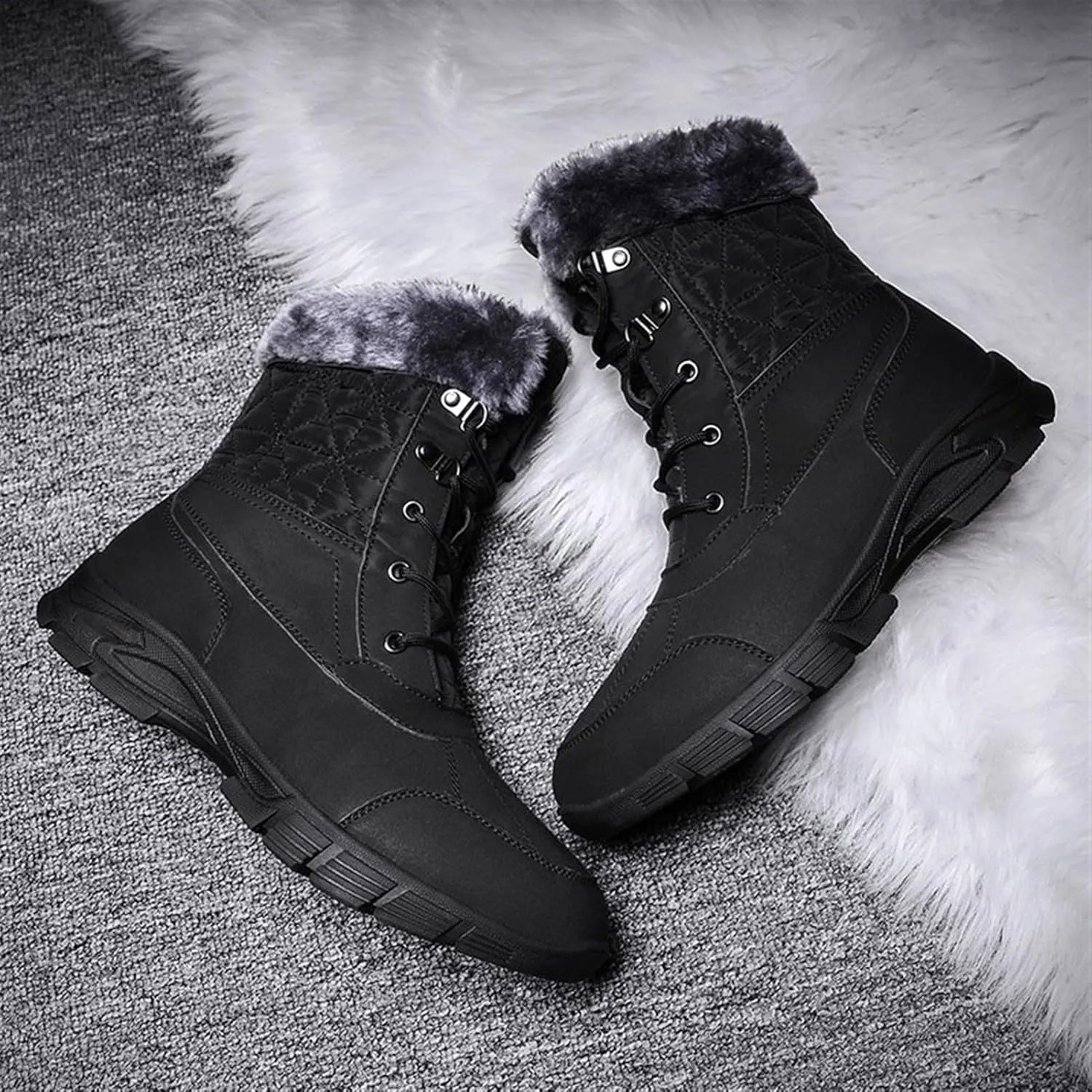 Mens Boots Winter Mens Hiking Boots Snow Boots Plus Velvet Warm Outdoor Casual High Boots Men Cotton Shoes Outdoor Hiking Shoes