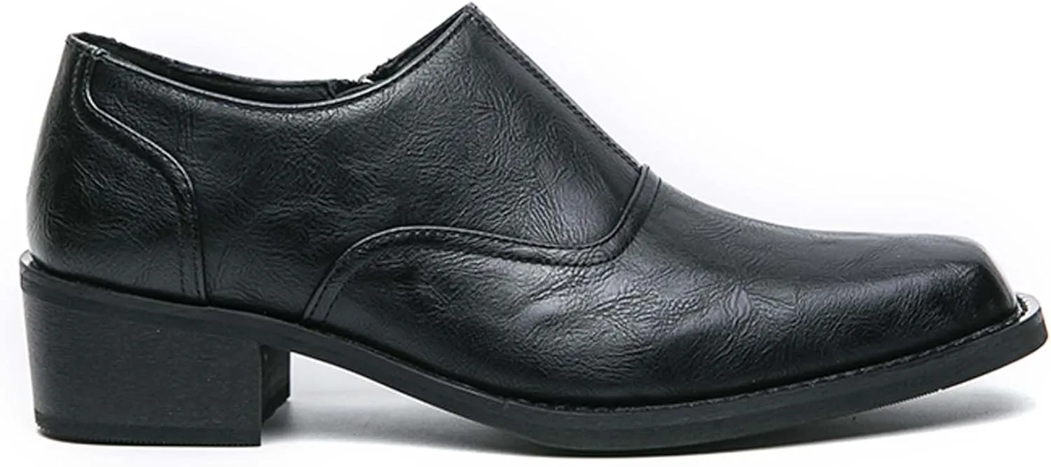 Men's Fashion Square Toe Classic Business Dress Shoes,Zip Casual Business Shoes,Gentlemen's Leather Shoes,Formal Oxford Shoes,Banquet Formal Shoes