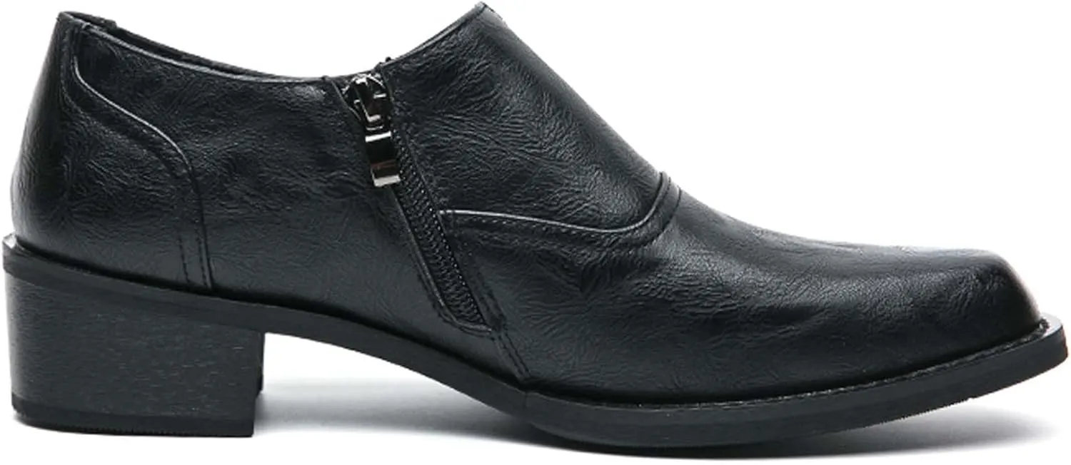 Men's Fashion Square Toe Classic Business Dress Shoes,Zip Casual Business Shoes,Gentlemen's Leather Shoes,Formal Oxford Shoes,Banquet Formal Shoes
