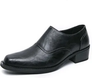 Men's Fashion Square Toe Classic Business Dress Shoes,Zip Casual Business Shoes,Gentlemen's Leather Shoes,Formal Oxford Shoes,Banquet Formal Shoes