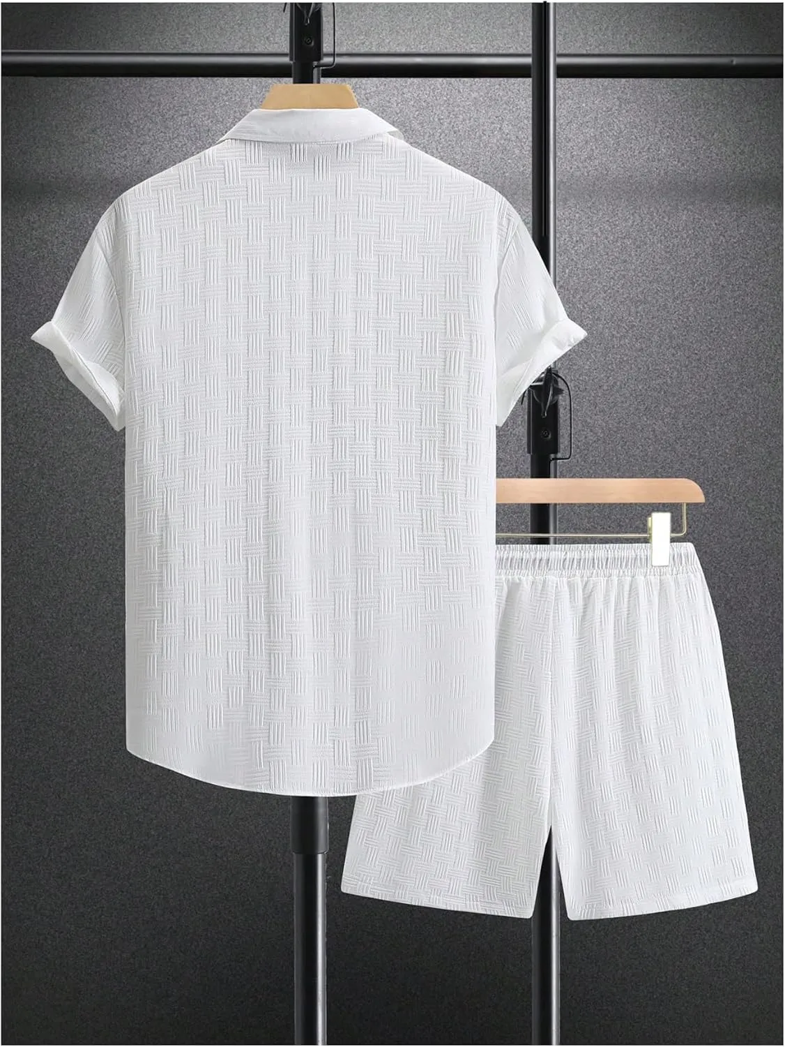 Men's Short Sets 2 Piece Outfits Button Down Linen Shirts and Short Sets Summer Beach Outfis