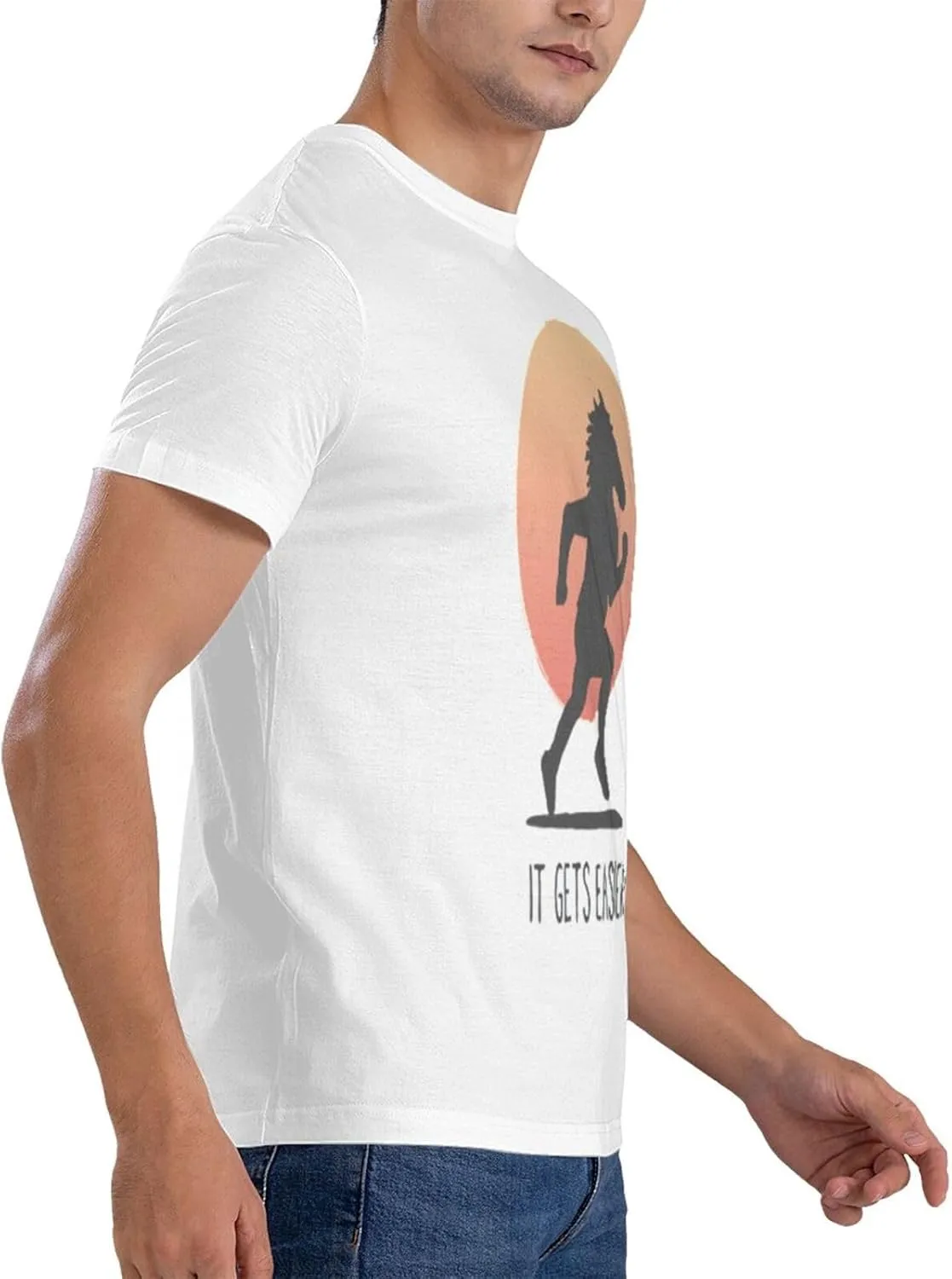 Men's T Shirt Cotton Graphic Short Sleeve Crew Neck Tee Shirts Casual Tops Black