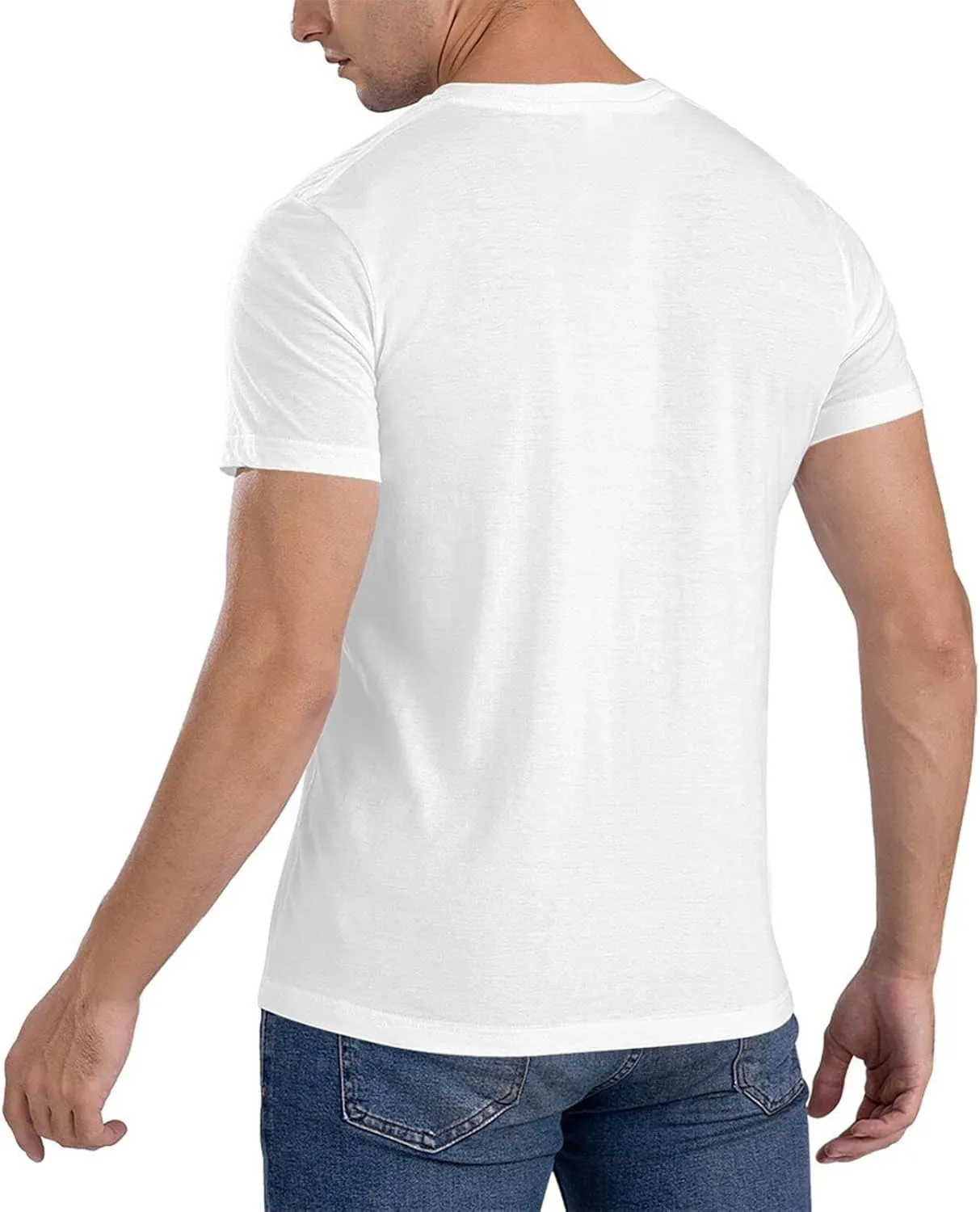 Men's T Shirt Cotton Graphic Short Sleeve Crew Neck Tee Shirts Casual Tops Black