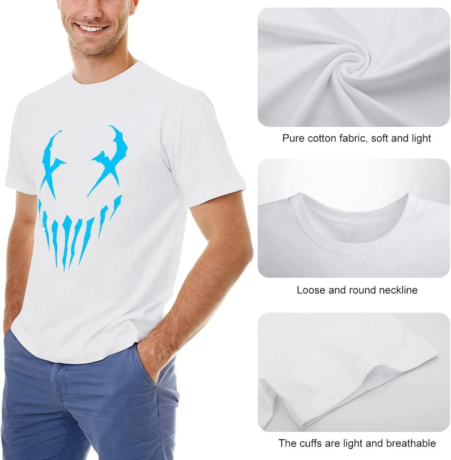 Men's T Shirt Cotton Short-Sleeve Printed Shirts Round Neck Fashion Graphic Classic Tee Shirts