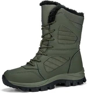 Men's winter snow boots, warm non slip waterproof lightweight outdoor ankle boots hiking boots walking shoes, full fur lined hiking backpack thermal boots