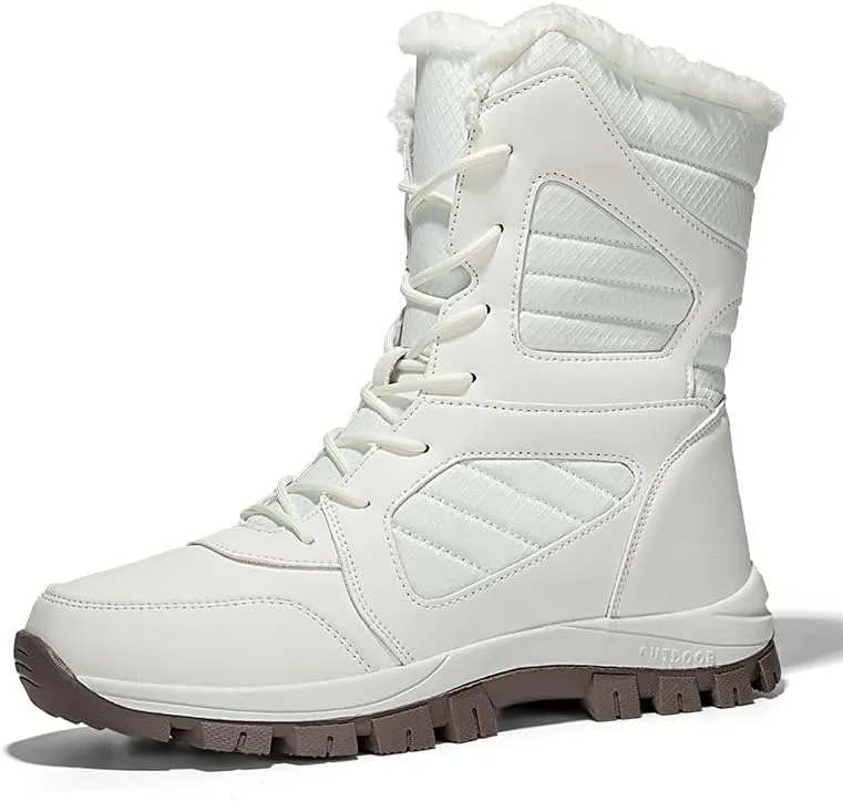 Men's winter snow boots, warm non slip waterproof lightweight outdoor ankle boots hiking boots walking shoes, full fur lined hiking backpack thermal boots