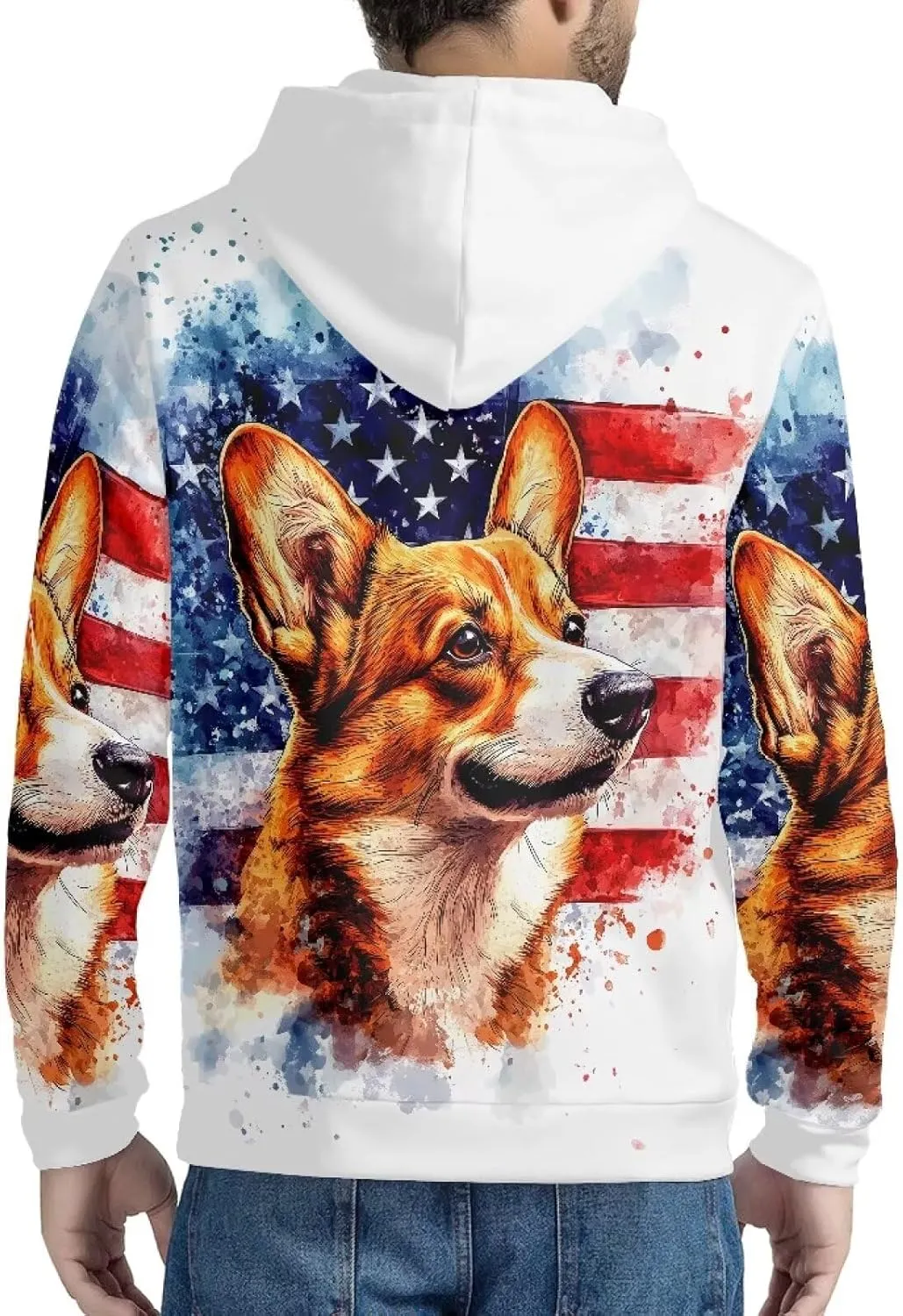 Mens Zip Up Hoodie Unique Print Hooded Sweatshirt Casual Oversized Long Sleeve Tops