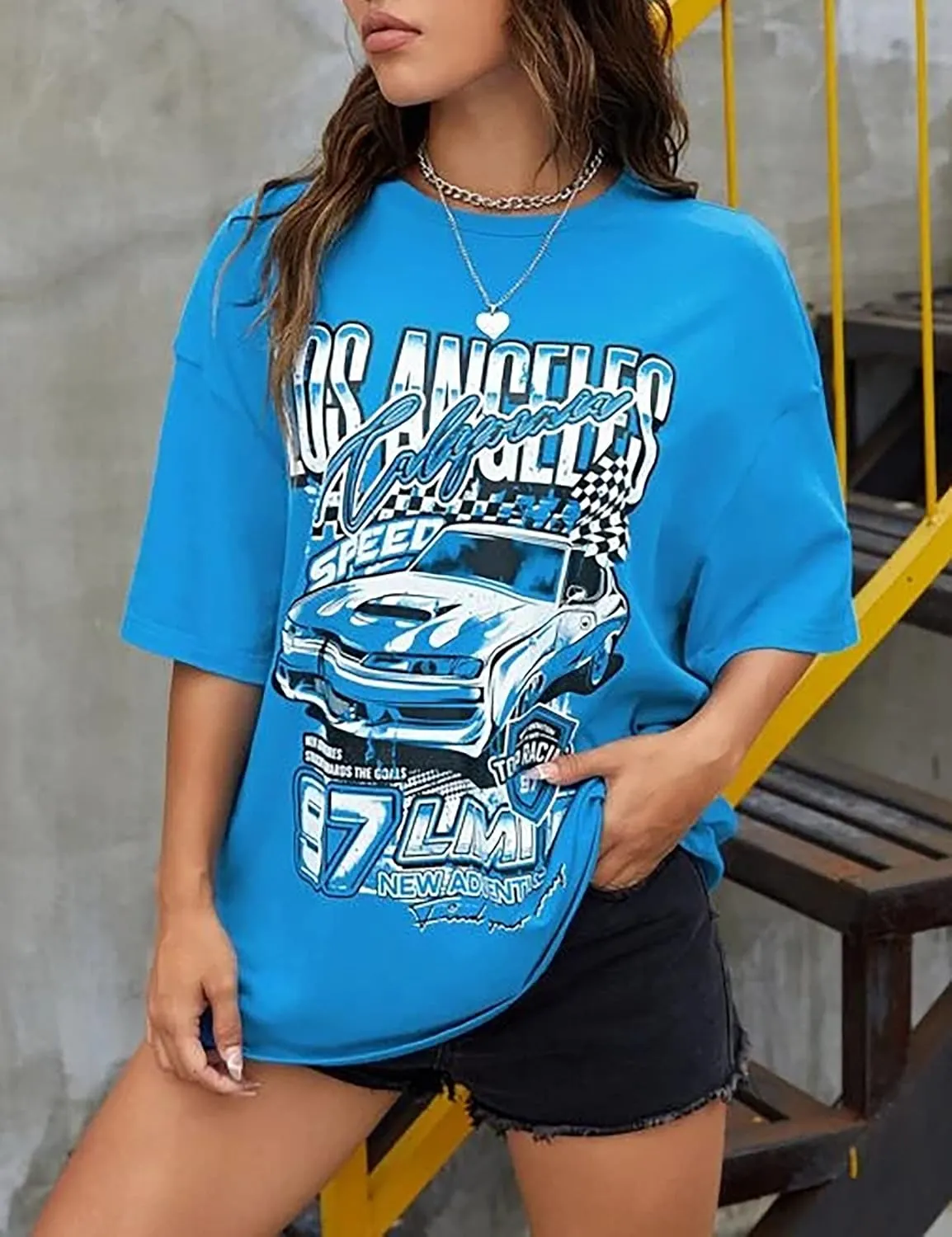 MISSACTIVER Women’s Oversized Graphic Print T-Shirt Cartoon Drop Shoulder Short Sleeve Casual Graphics Tee Shirt
