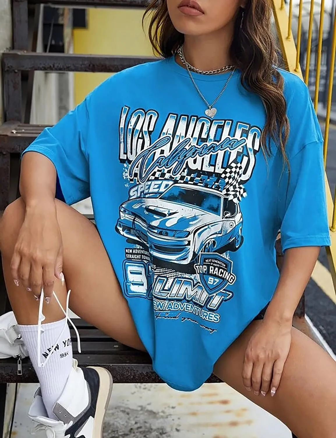 MISSACTIVER Women’s Oversized Graphic Print T-Shirt Cartoon Drop Shoulder Short Sleeve Casual Graphics Tee Shirt