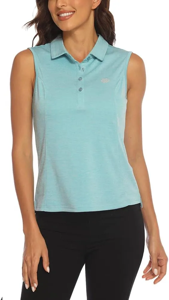 MoFiz Sleeveless Golf Polo Shirts for Women Quick Dry Camo Lightweight UPF 50  Sports Athletic Tank Tops for Casual Tennis