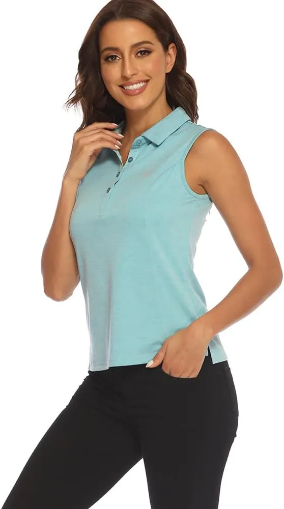 MoFiz Sleeveless Golf Polo Shirts for Women Quick Dry Camo Lightweight UPF 50  Sports Athletic Tank Tops for Casual Tennis