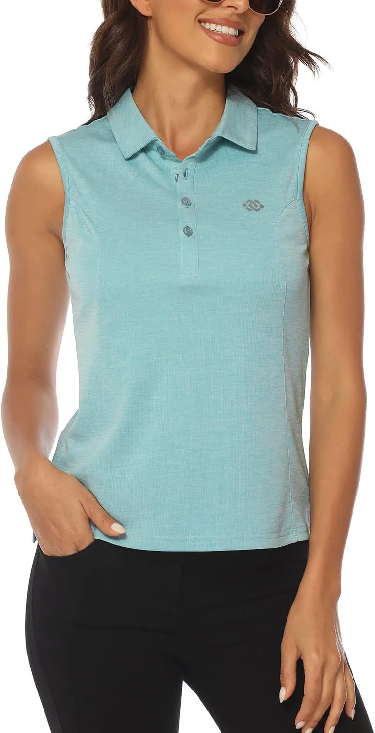 MoFiz Sleeveless Golf Polo Shirts for Women Quick Dry Camo Lightweight UPF 50  Sports Athletic Tank Tops for Casual Tennis