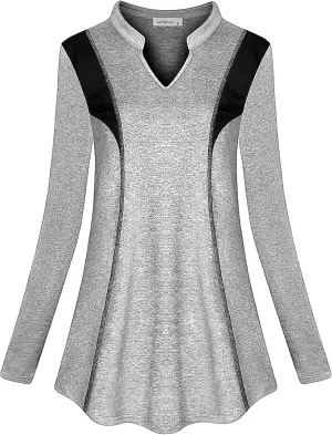 MOQIVGI Womens Long Sleeve Workout Polo Shirts Casual Sports Gym Yoga Running Athletic Tops