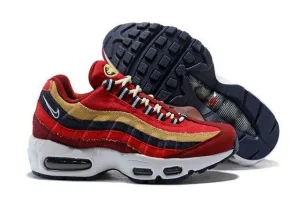 Nike Air Max 95 Red Gold Navy Blue Unisex Casual Trainers Running Sneakers