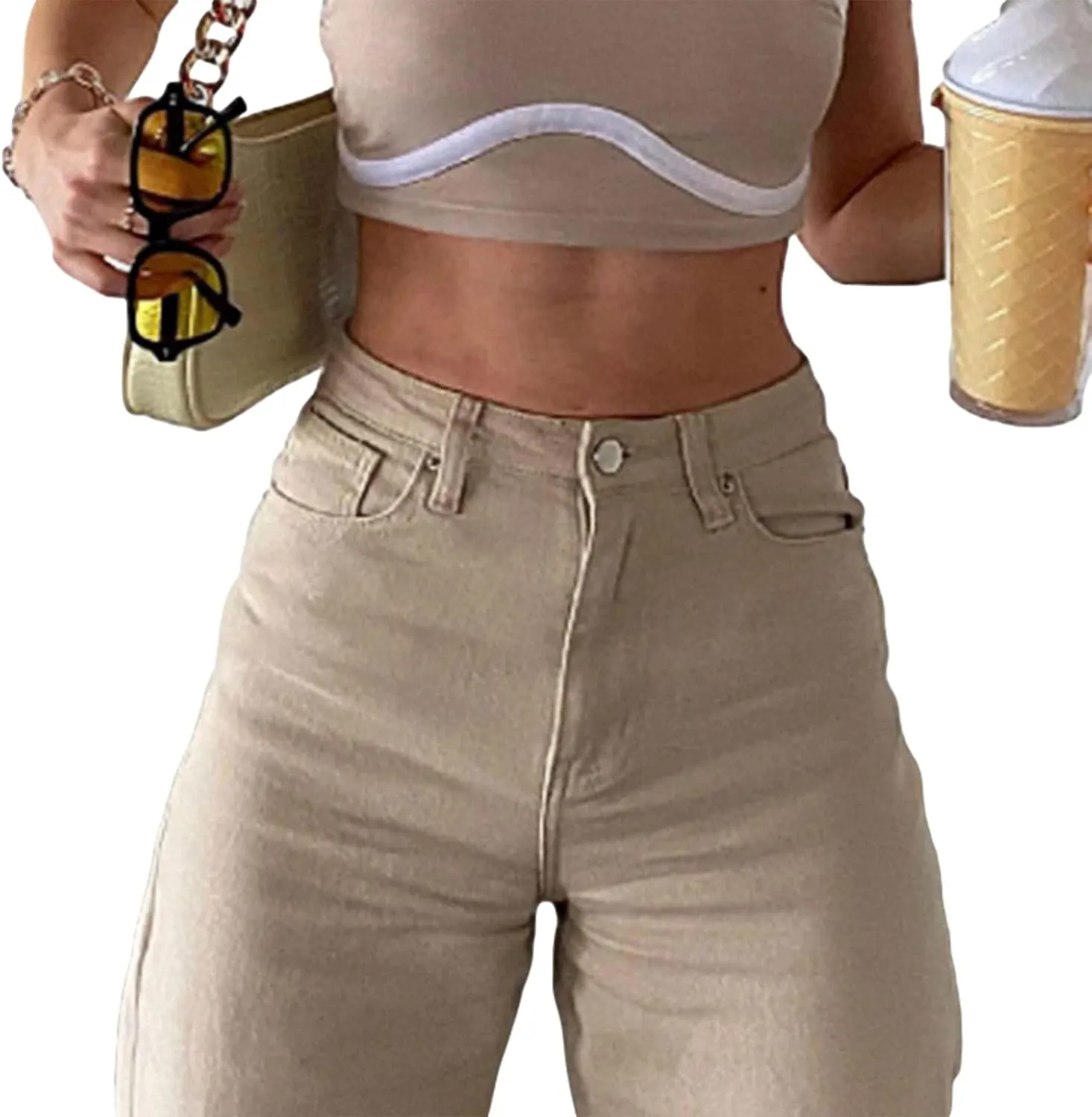 NUFIWI Women Low Waist Cargo Pants Straight Leg Baggy Trousers Aesthetic Wide Leg Denim Jeans Harajuku Grunge Streetwear