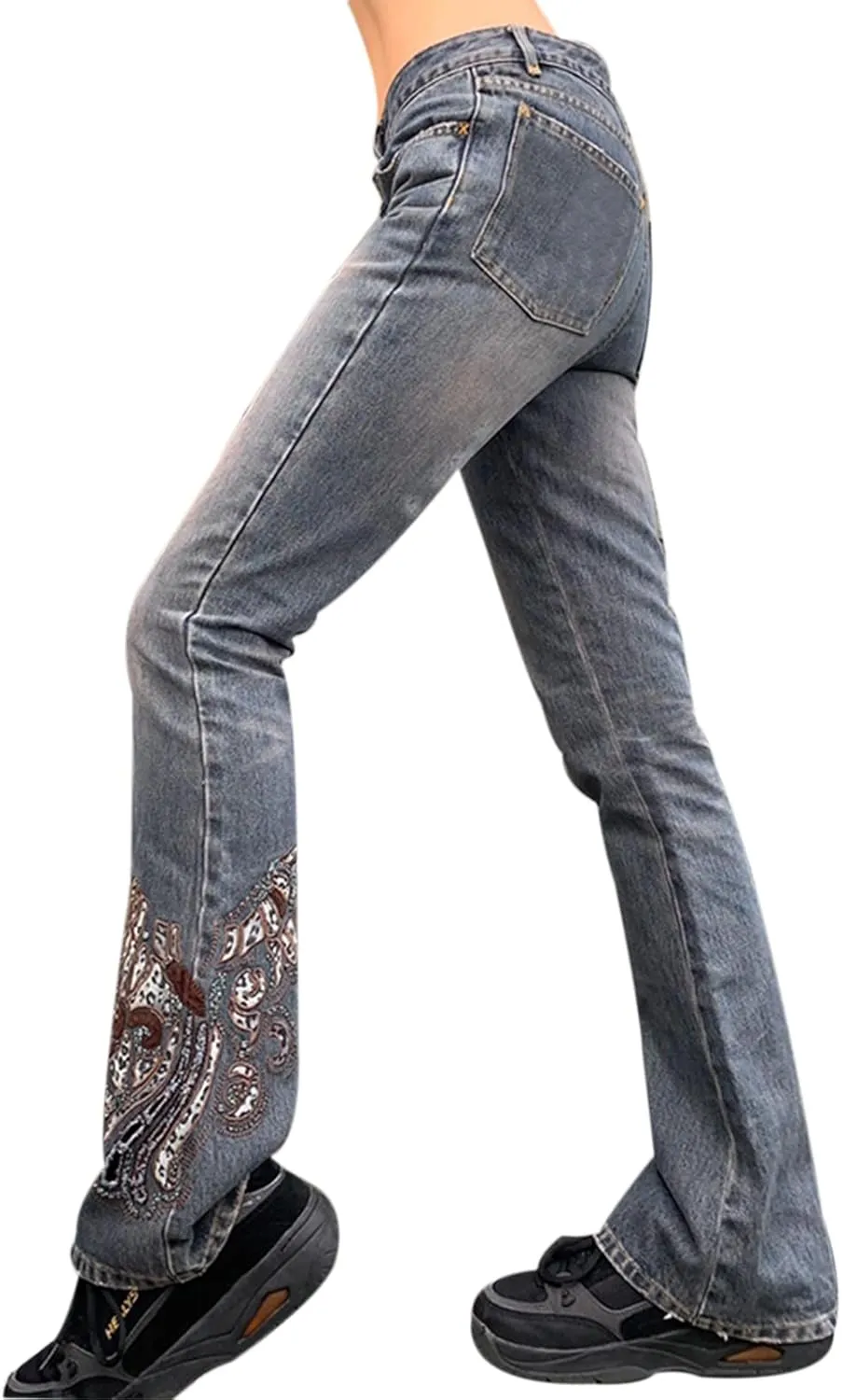 NUFIWI Women Low Waist Cargo Pants Straight Leg Baggy Trousers Aesthetic Wide Leg Denim Jeans Harajuku Grunge Streetwear