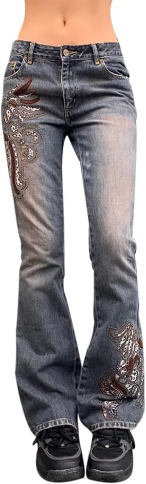 NUFIWI Women Low Waist Cargo Pants Straight Leg Baggy Trousers Aesthetic Wide Leg Denim Jeans Harajuku Grunge Streetwear