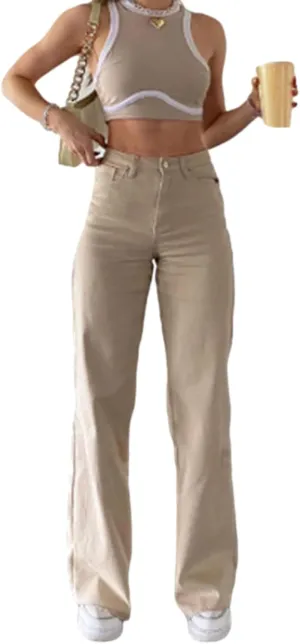 NUFIWI Women Low Waist Cargo Pants Straight Leg Baggy Trousers Aesthetic Wide Leg Denim Jeans Harajuku Grunge Streetwear