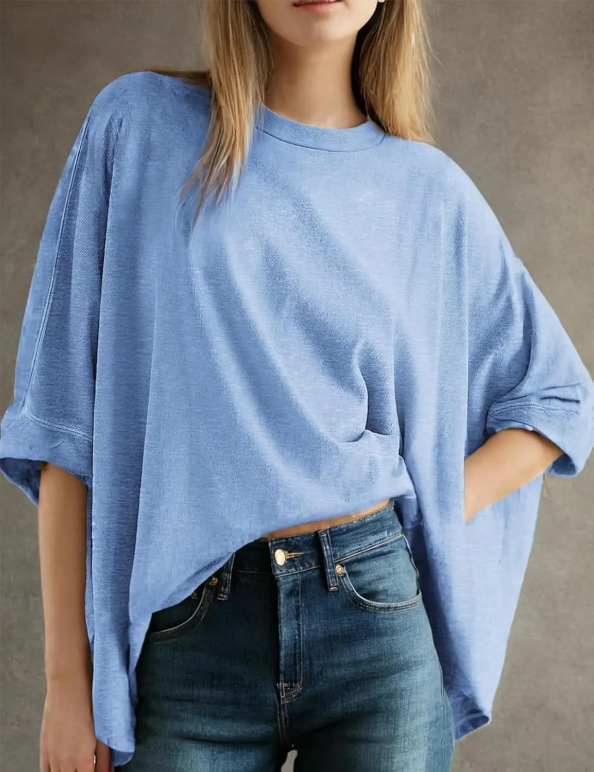 Oversized Tshirts for Women Short Batwing Sleeve Crewneck Summer Tee Tops