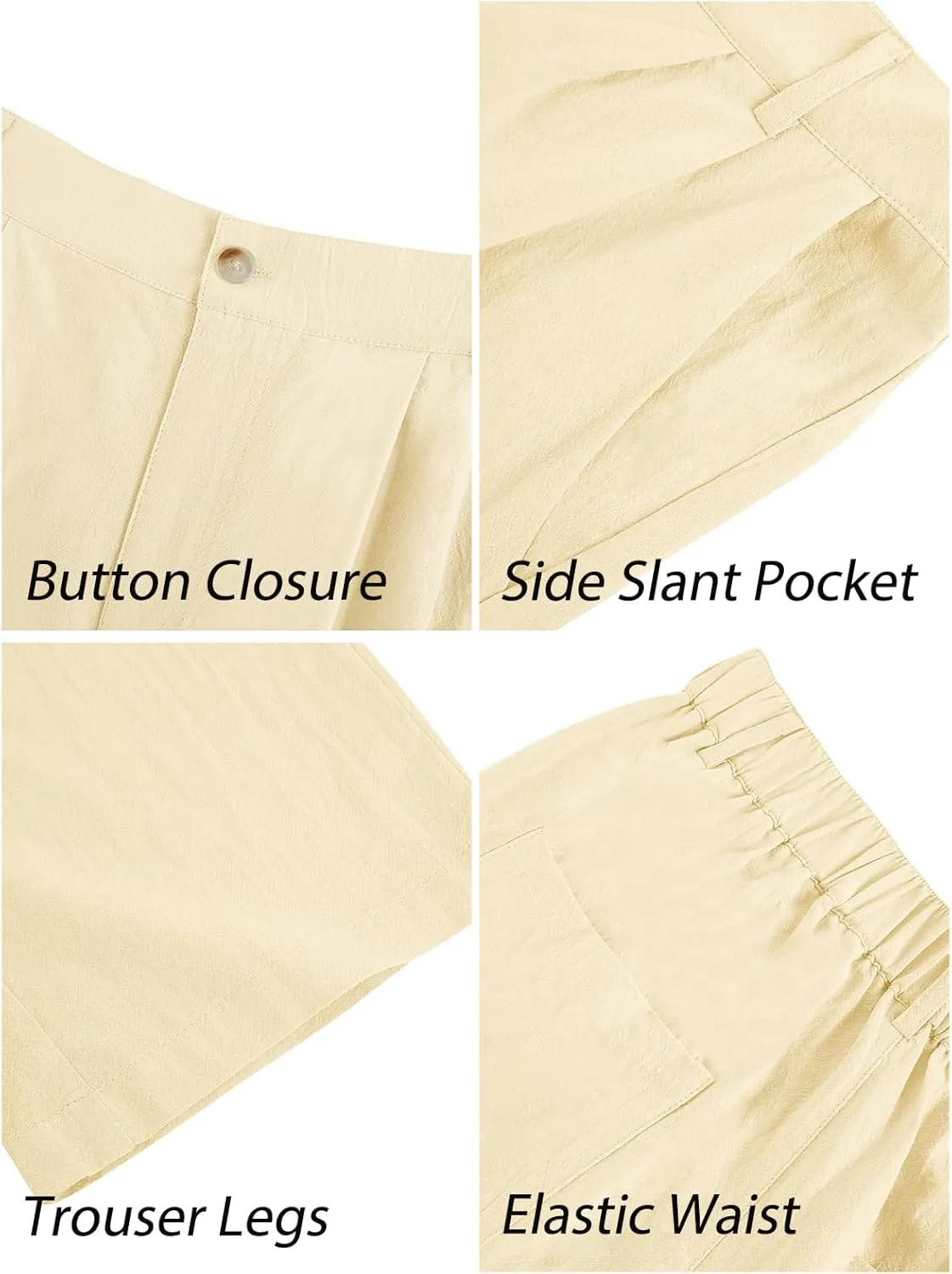 PASLTER Mens Casual Cotton Linen Pants Loose Fit Elastic Waist Yoga Beach Trousers with Pockets