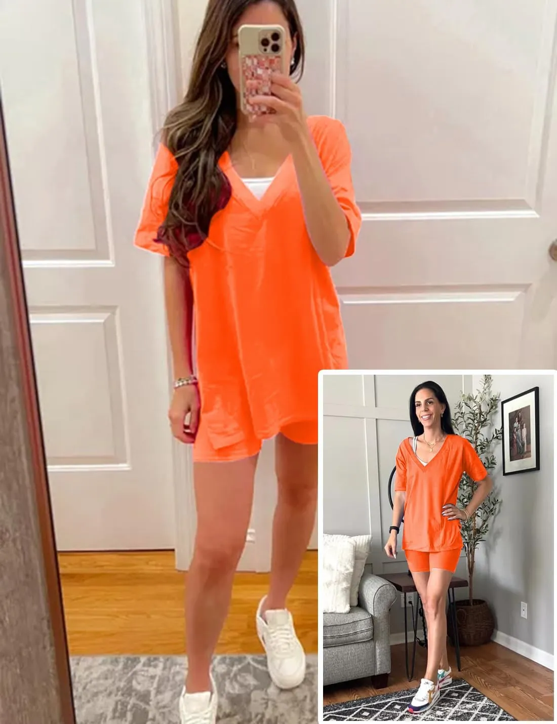 Peaceglad 2 Piece Outfits for Women Oversized Reversible Biker Short Sets Hot Shot Set Tracksuit