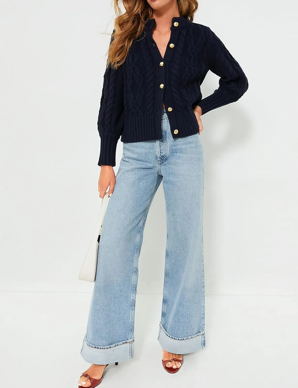 PEHMEA Womens Short Cardigan Sweaters, Soft Twist Knit Fall Winter Chunky Open Front Button Sweaters for Women