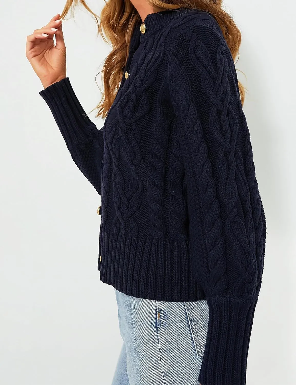 PEHMEA Womens Short Cardigan Sweaters, Soft Twist Knit Fall Winter Chunky Open Front Button Sweaters for Women