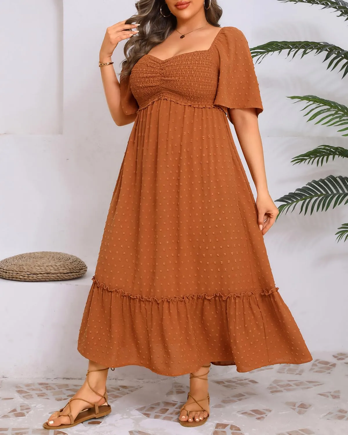 Plus Size Summer Dresses - Maxi Casual Wedding Guest Graduation Easter Long Dress with Pockets