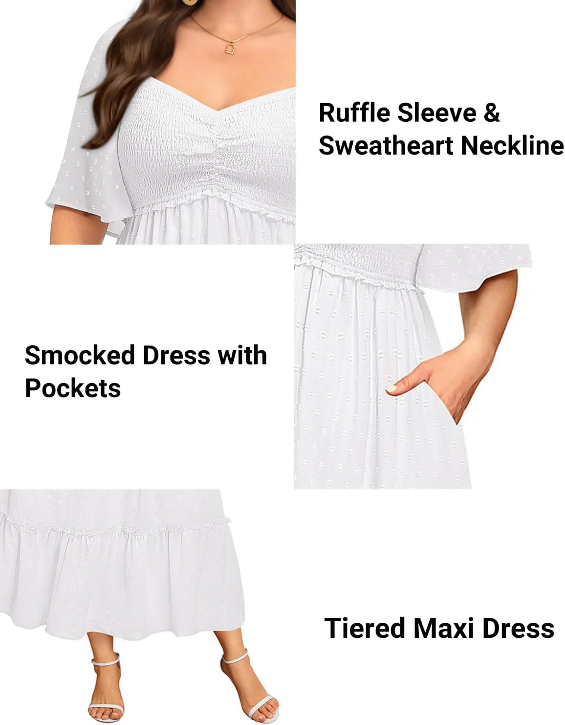 Plus Size Summer Dresses - Maxi Casual Wedding Guest Graduation Easter Long Dress with Pockets