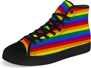 Rainbow High Top Canvas Shoes for Men Women LGBT Flag High Top Sneakers Lace Up Casual Shoes Gifts for Boyfriend Girlfriend