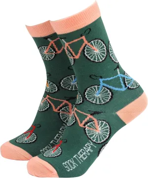 Smiling Faces MAKING SMILES SINCE 2001 Sock Therpay Womens Novelty Socks Funky Pattern Colorful Fun Dress Socks Smart Design Comfortable Breathable Socks - Cycle