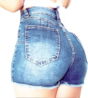 Stretchy Jean Shorts for Women High Waisted Butt Lifting Summer Shorts Distressed Raw Hem Booty Denim Shorts