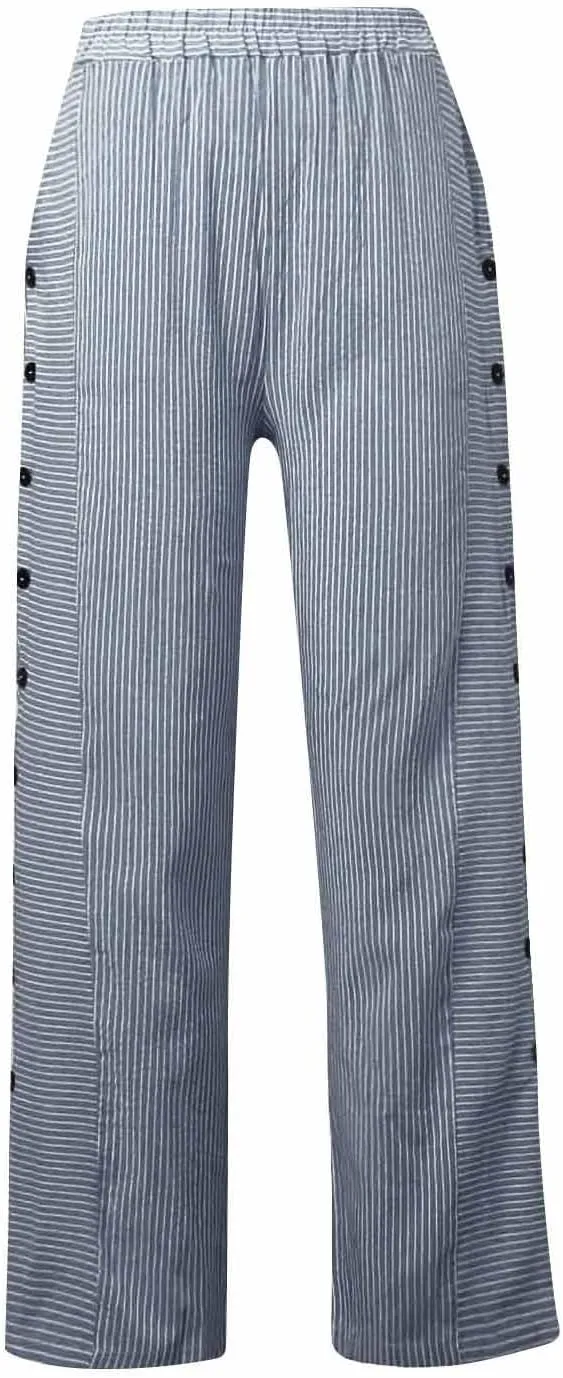 Striped Pants Women Elastic High Waisted Baggy Wide Leg Pants Vintage Cropped Trouser Lounge Pants with Pockets
