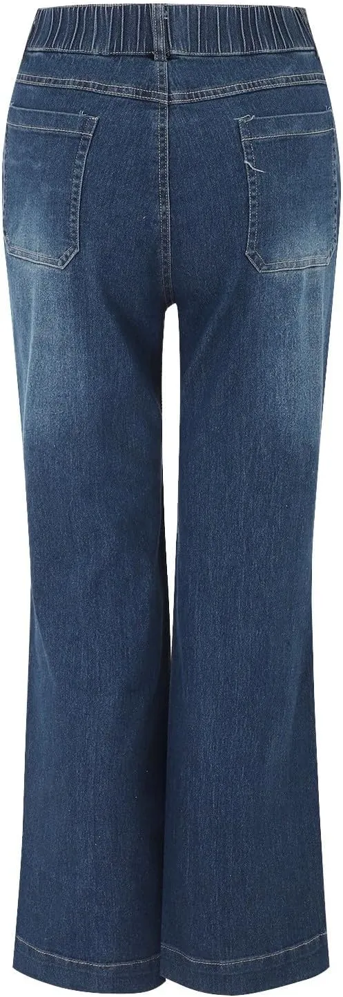Stylish Wide-Leg Jeans for Women High-Waisted Formal Occasion Flattering Casual Pants Slimming Leisure Trendy Trouser