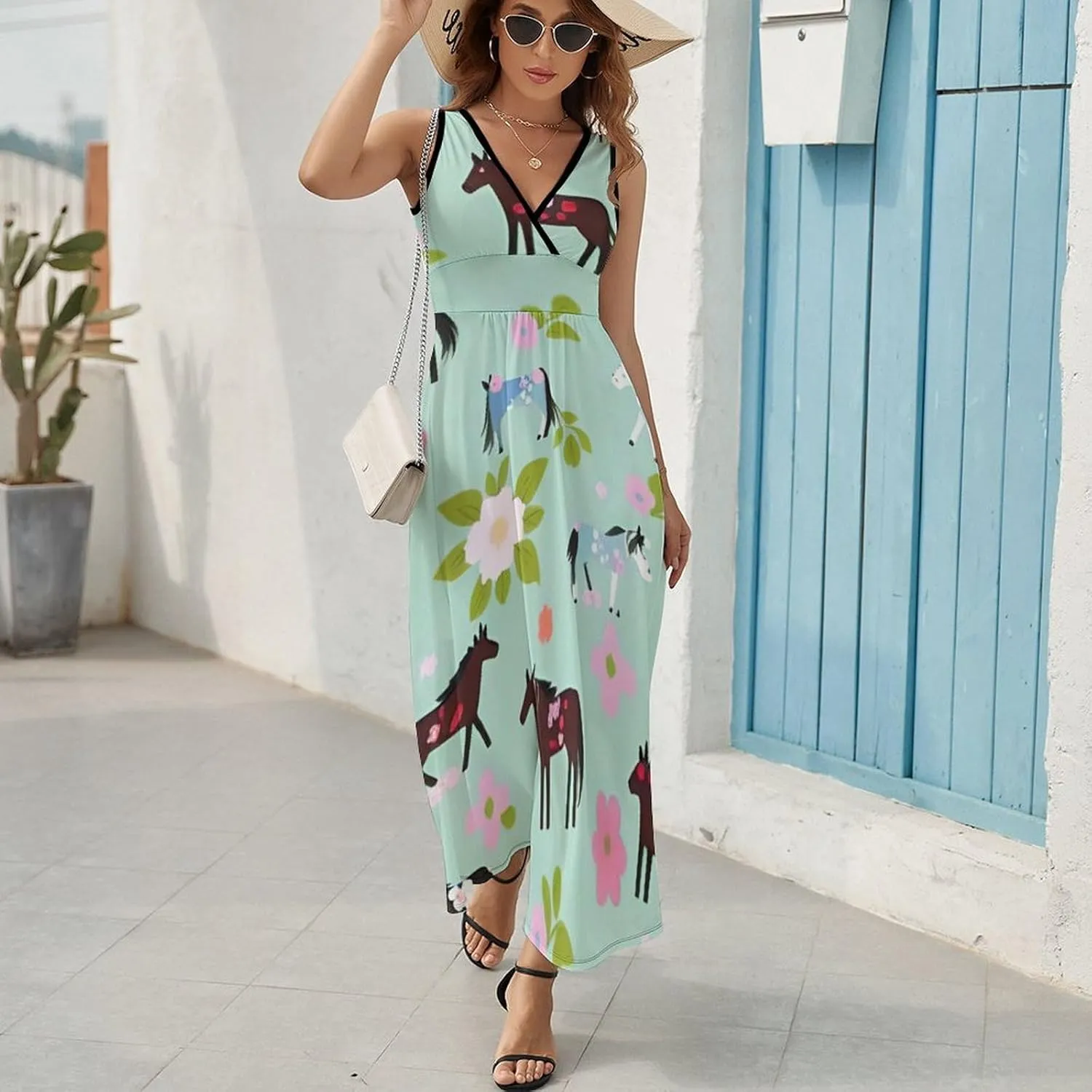 Summer 2025 Tunic Dress Sleeveless Adjustable Beach Party Long Maxi Dress